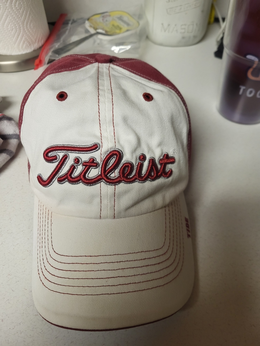 Titleist Alabama Tide Hat Distressed White Red Adjustable Cap Hat